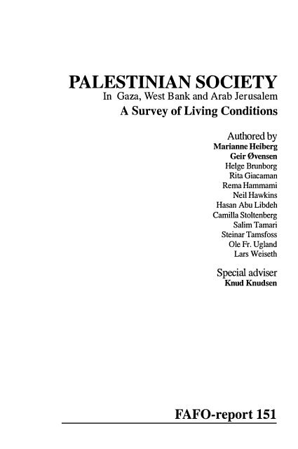 PALESTINIAN SOCIETY - Fafo