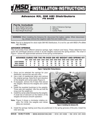 Advance Kit, GM HEI Distributors - MSD Ignition