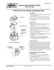 ACCEL GM HEI Distributor Tune Up Kit Instructions Part#: 8200