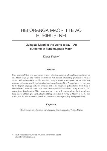 HEI ORANGA MÄORI I TE AO HURIHURI NEI - MAI Journal