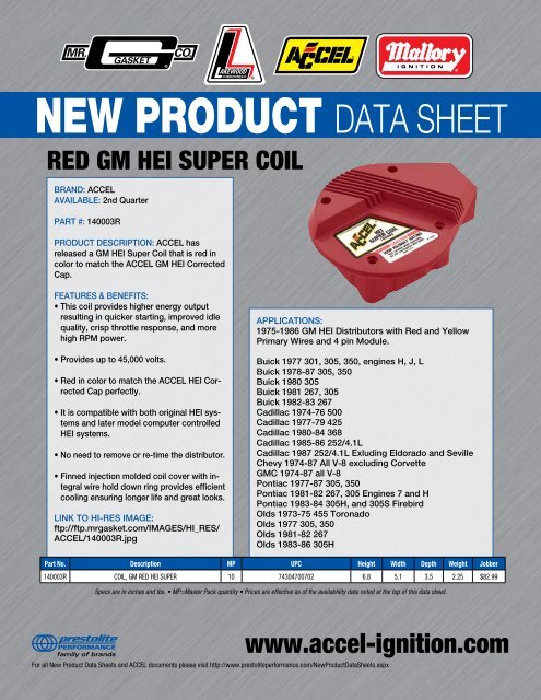 ACCEL Red GM HEI Super Coil 140003R