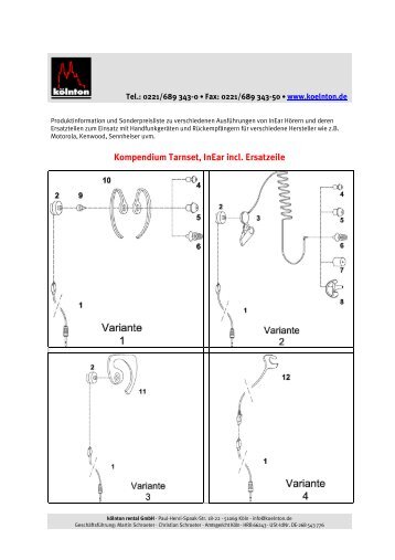 Kompendium Tarnset, InEar incl. Ersatzeile - kÃ¶lnton rental GmbH