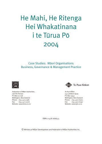 Hei Whakatinana i te Turua Po - Case Studies ... - Te Puni Kokiri