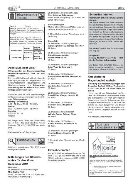 Mitteilungsblatt Nr. 5 - Ostrach