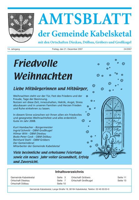 AMTSBLATT der Gemeinde Kabelsketal mit den Ortschaften ...