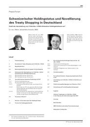 Schweizerischer Holdingstatus und Novellierung des Treaty Shopping ...