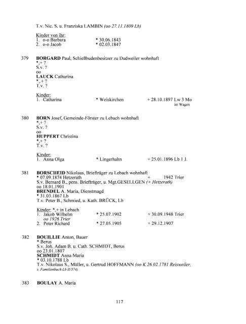 Einwohner von - Unser Heimatdorf Niedersaubach-Rümmelbach