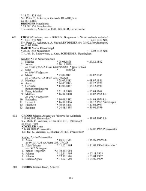 Einwohner von - Unser Heimatdorf Niedersaubach-Rümmelbach