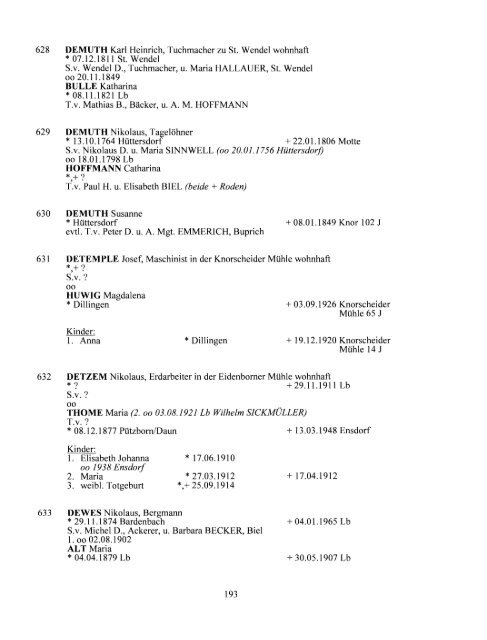 Einwohner von - Unser Heimatdorf Niedersaubach-Rümmelbach