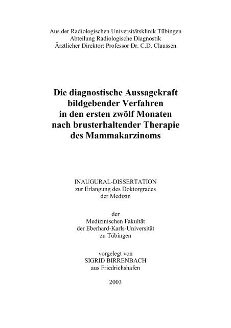 Die diagnostische Aussagekraft bildgebender Verfahren in den ...