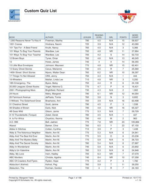 Custom Quiz List (Page 3)