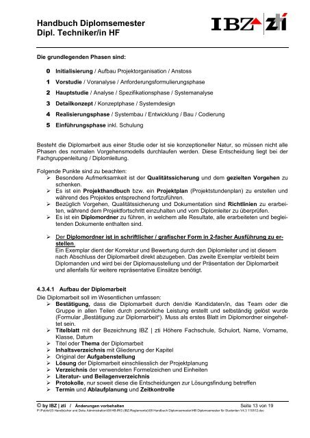 Handbuch Diplomsemester Dipl. Techniker/in HF - PP99