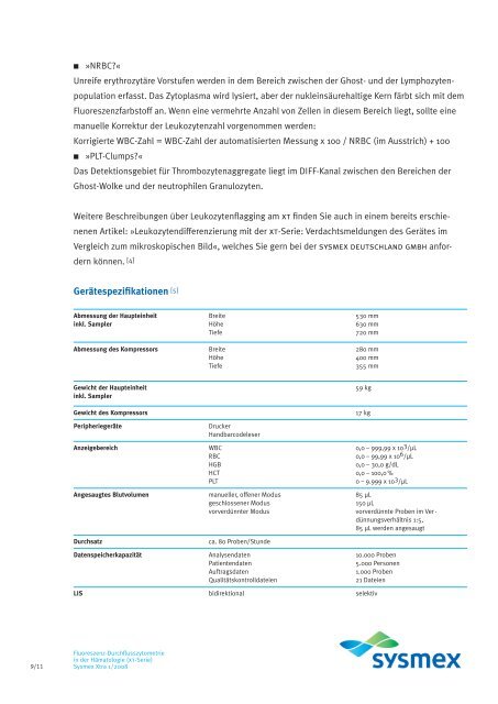 xt-Serie - Sysmex Deutschland GmbH