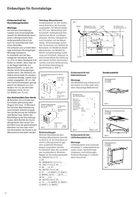 Technische Daten Einbaugeräte - Siemens