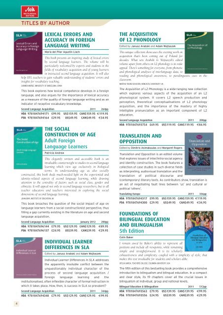 MULTILINGUAL MATTERS 2012-2013 CATALOGUE