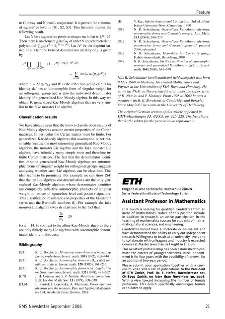 OF THE EUROPEAN MATHEMATICAL SOCIETY