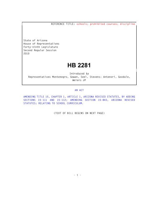 HB 2281 - Arizona State Legislature