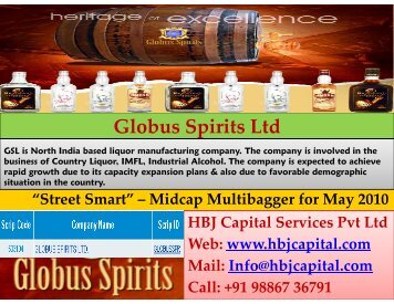 Globus Spirits Ltd (Code 533104) - HBJ CAPITAL