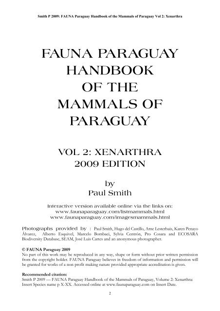 hbk mammals vol 2 - FAUNA Paraguay