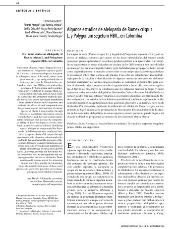 Algunos estudios de alelopatía de Rumex crispus L. y ... - Corpoica