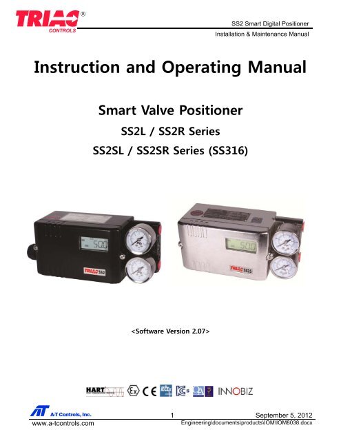 Instruction and Operating Manual - AT Controls