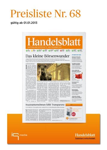 Handelsblatt Preisliste 2013 - iq media marketing