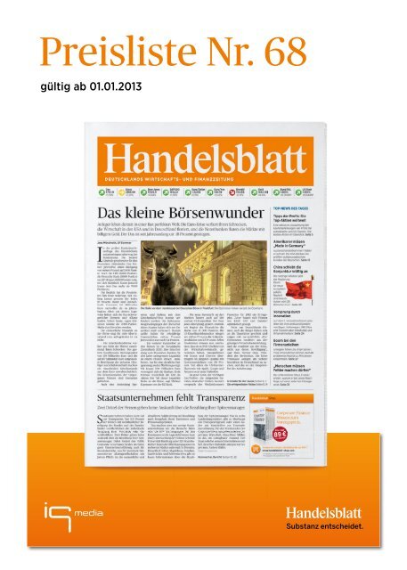 Handelsblatt Preisliste 2013 - iq media marketing