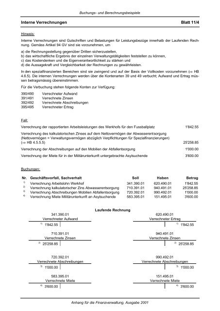 Buchungs- und Berechnungsbeispiele, Anhang ... - Kanton Bern