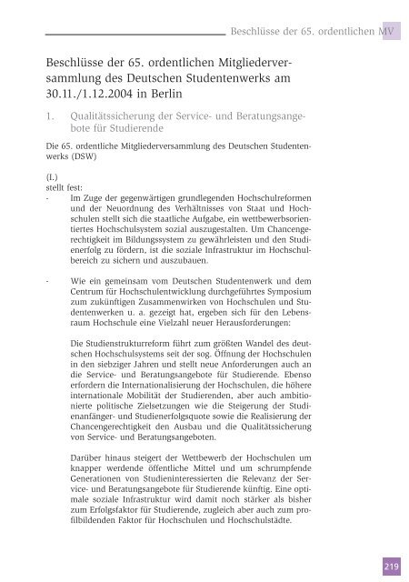 Jahresbericht 2004 - Deutsches Studentenwerk