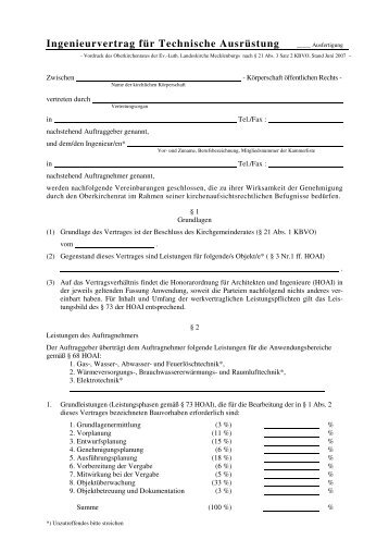 Ingenieurvertrag für Technische Ausrüstung - Pommersche ...