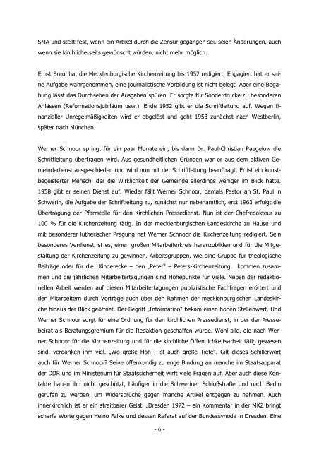 Landesbischof Hermann Beste, Schwerin Vortrag zum 60jährigen ...