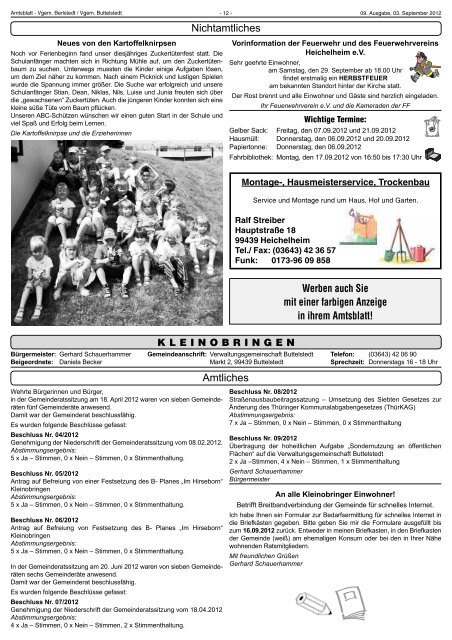 Amtsblatt - Verwaltungsgemeinschaft Buttelstedt