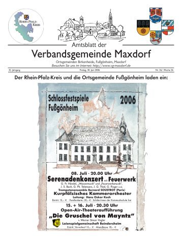 Amtsblatt Nr 26 vom 30 Juni 2006 - Verbandsgemeinde Maxdorf