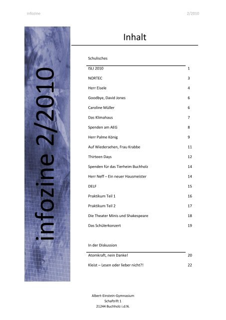 Infozine 2/2010 - Albert Einstein Gymnasium