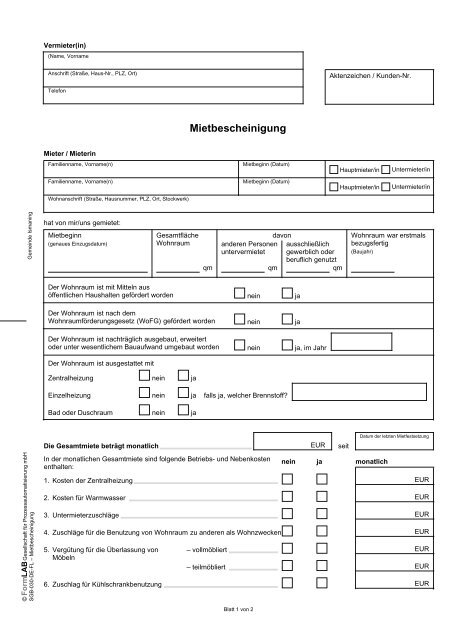 Wzor Mietbescheinigung