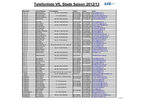 Telefonliste VfL Stade Saison 2012/13 - NFV Kreis Stade