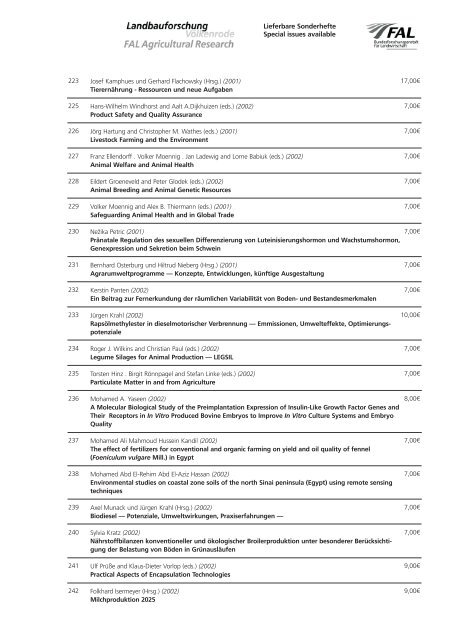 Aus dem Institut für Ökologischen Landbau Trenthorst - vTI