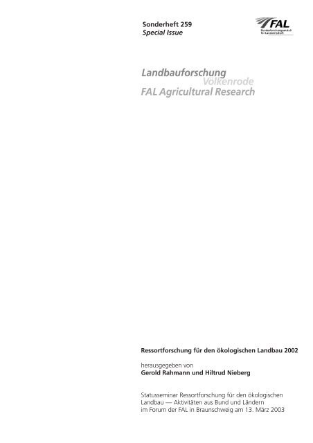 Aus dem Institut für Ökologischen Landbau Trenthorst - vTI