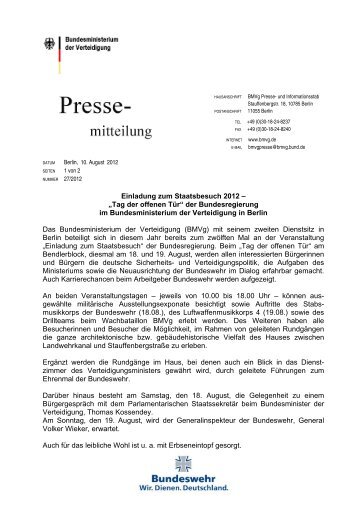 Einladung zum Staatsbesuch 2012 - Bundesministerium der ...