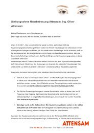 Stellungnahme Hausbetreuung Attensam, Ing. Oliver Attensam