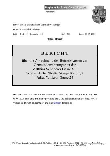 Bericht - Stadtgemeinde Wiener Neustadt
