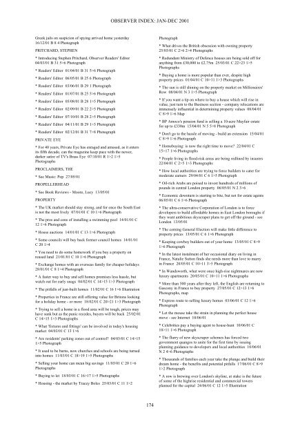 The Observer index, January-December 2001 ... - Microform