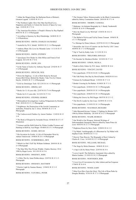 The Observer index, January-December 2001 ... - Microform