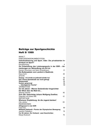 Beiträge zur Sportgeschichte - Deutsche Sportgeschichte DDR