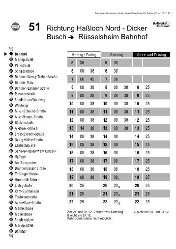 51 Richtung Haßloch Nord - Dicker Busch Rüsselsheim Bahnhof