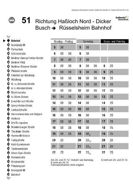51 Richtung Haßloch Nord - Dicker Busch Rüsselsheim Bahnhof