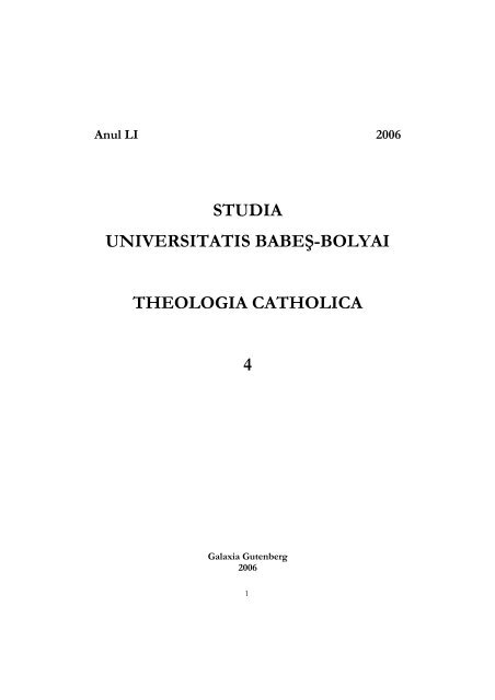 STUDIA UNIVERSITATIS BABEŞ-BOLYAI THEOLOGIA CATHOLICA 4