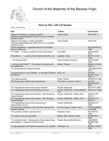 Items by Title - Maternity of Mary Church