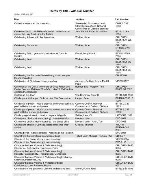 Items by Title - Maternity of Mary Church