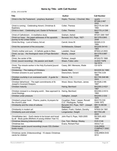 Items by Title - Maternity of Mary Church